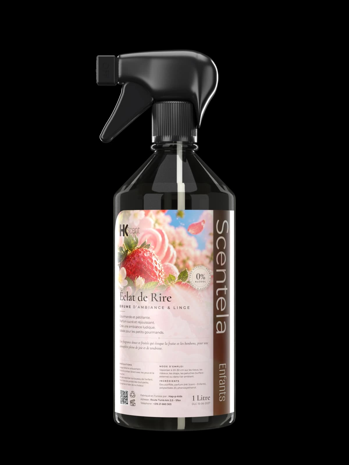 Flacon Scentela Éclat de Rire, brume d’ambiance et linge, 1 litre, gamme enfants