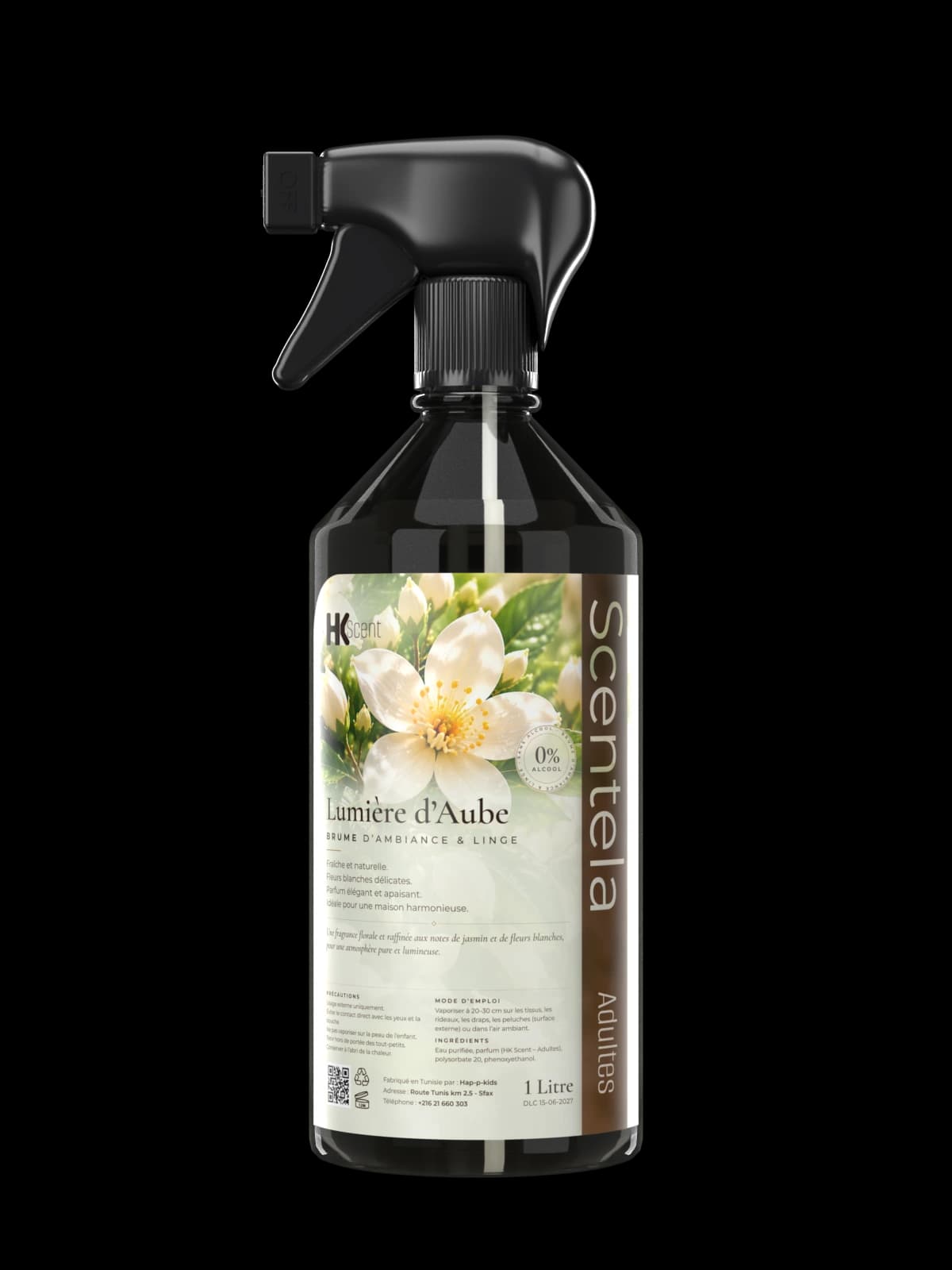 Flacon Scentela Lumière d’Aube, brume d’ambiance et linge, 1 litre, gamme adultes