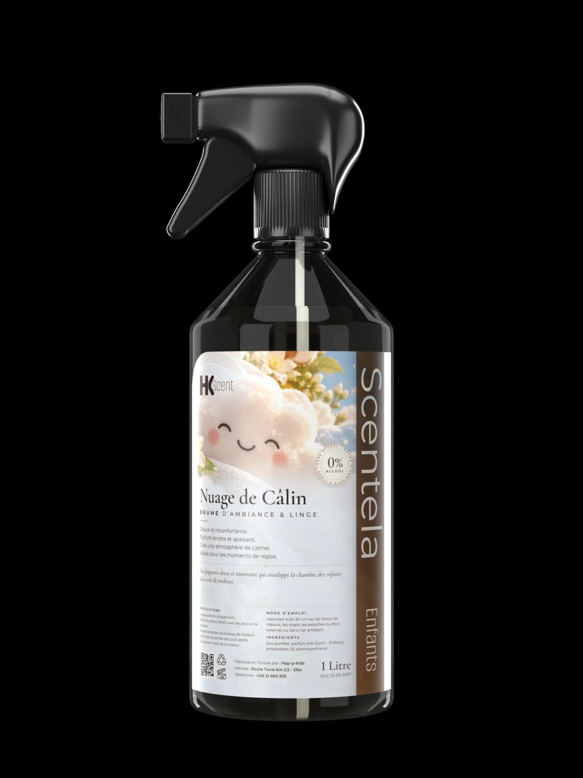 Flacon Scentela Nuage de Câlin, brume d’ambiance et linge, 1 litre, gamme enfants