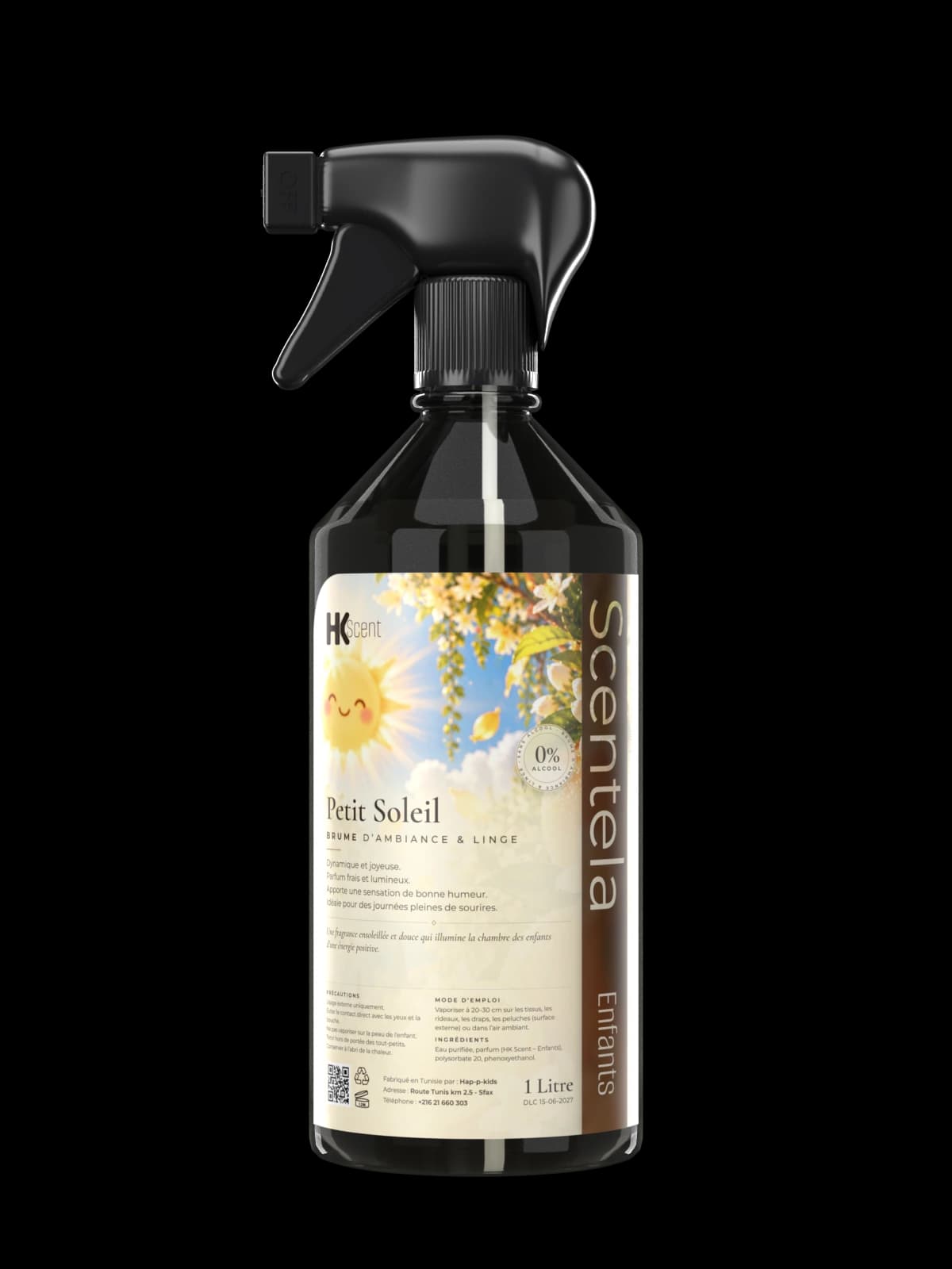 Flacon Scentela Petit Soleil, brume d’ambiance et linge, 1 litre, gamme enfants