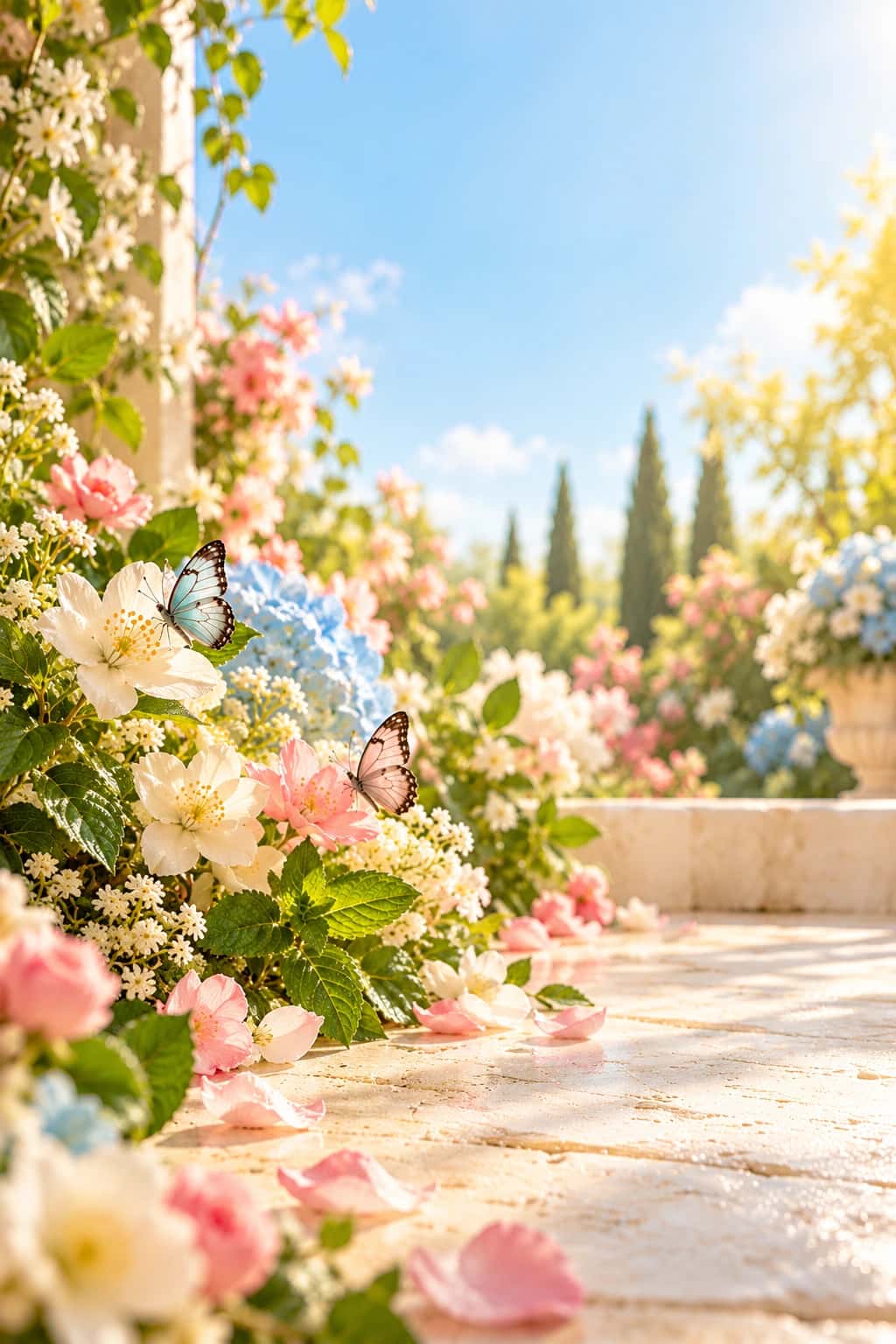 Jardin des Rêves — jardin fleuri, menthe et papillons