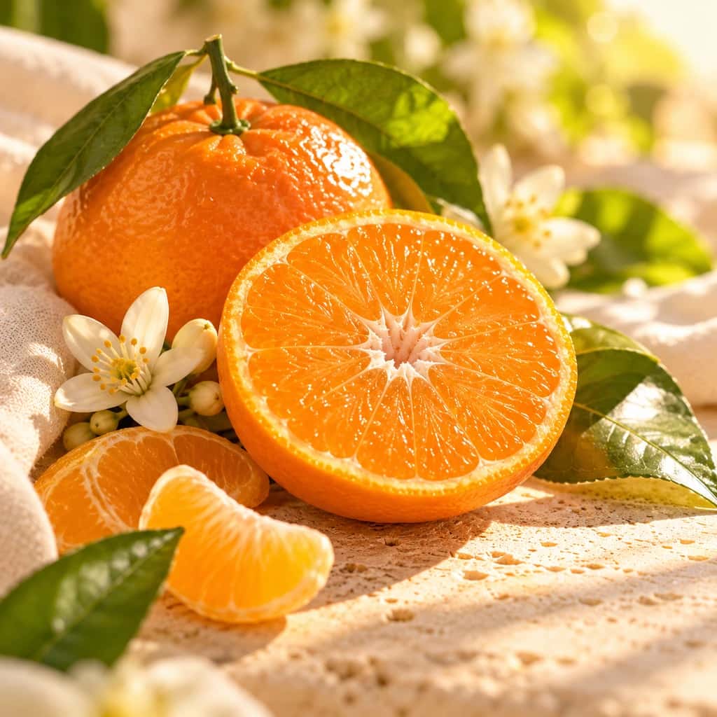 Mandarine coupée en deux